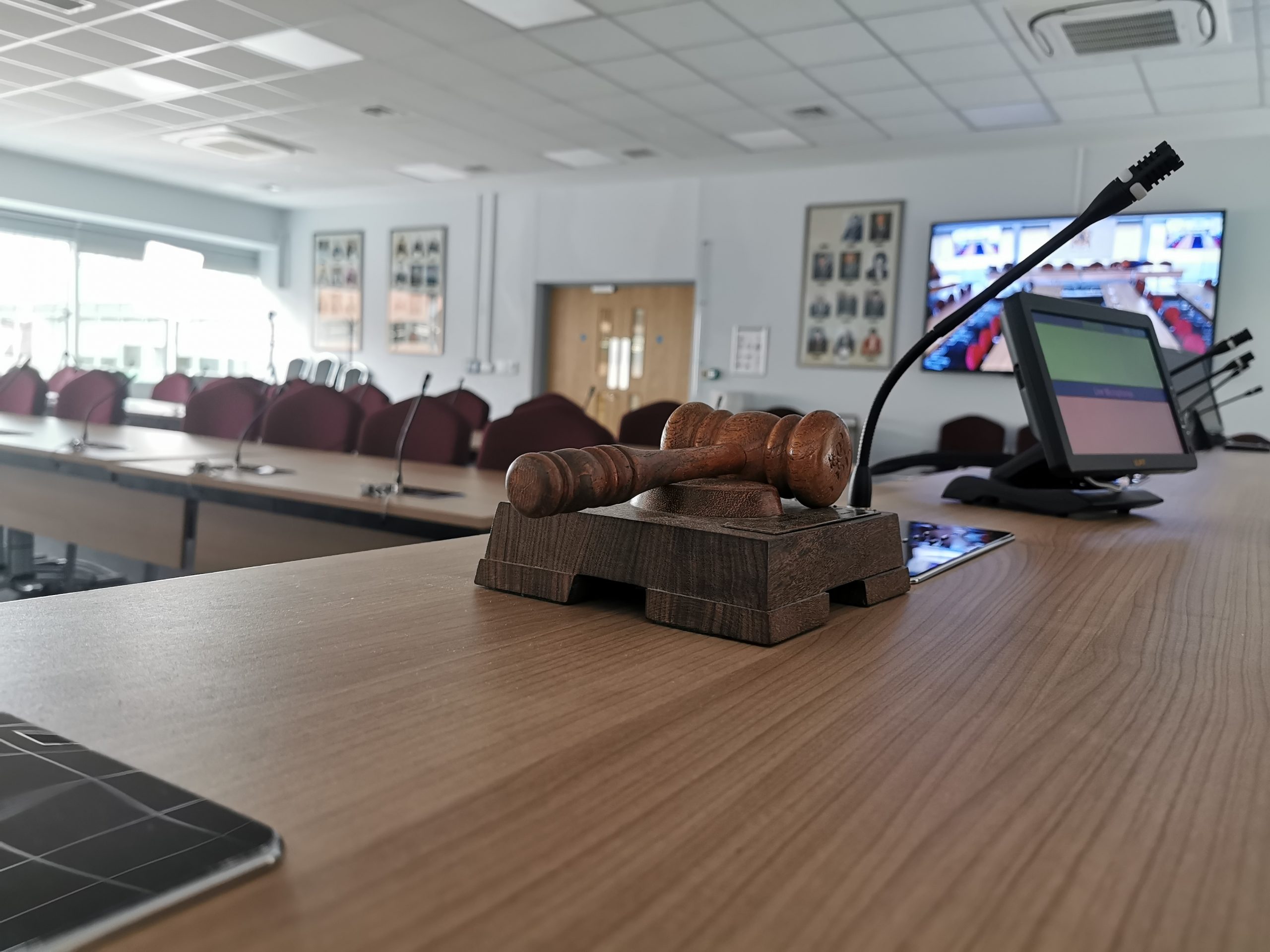 conference table where delegate speaks
