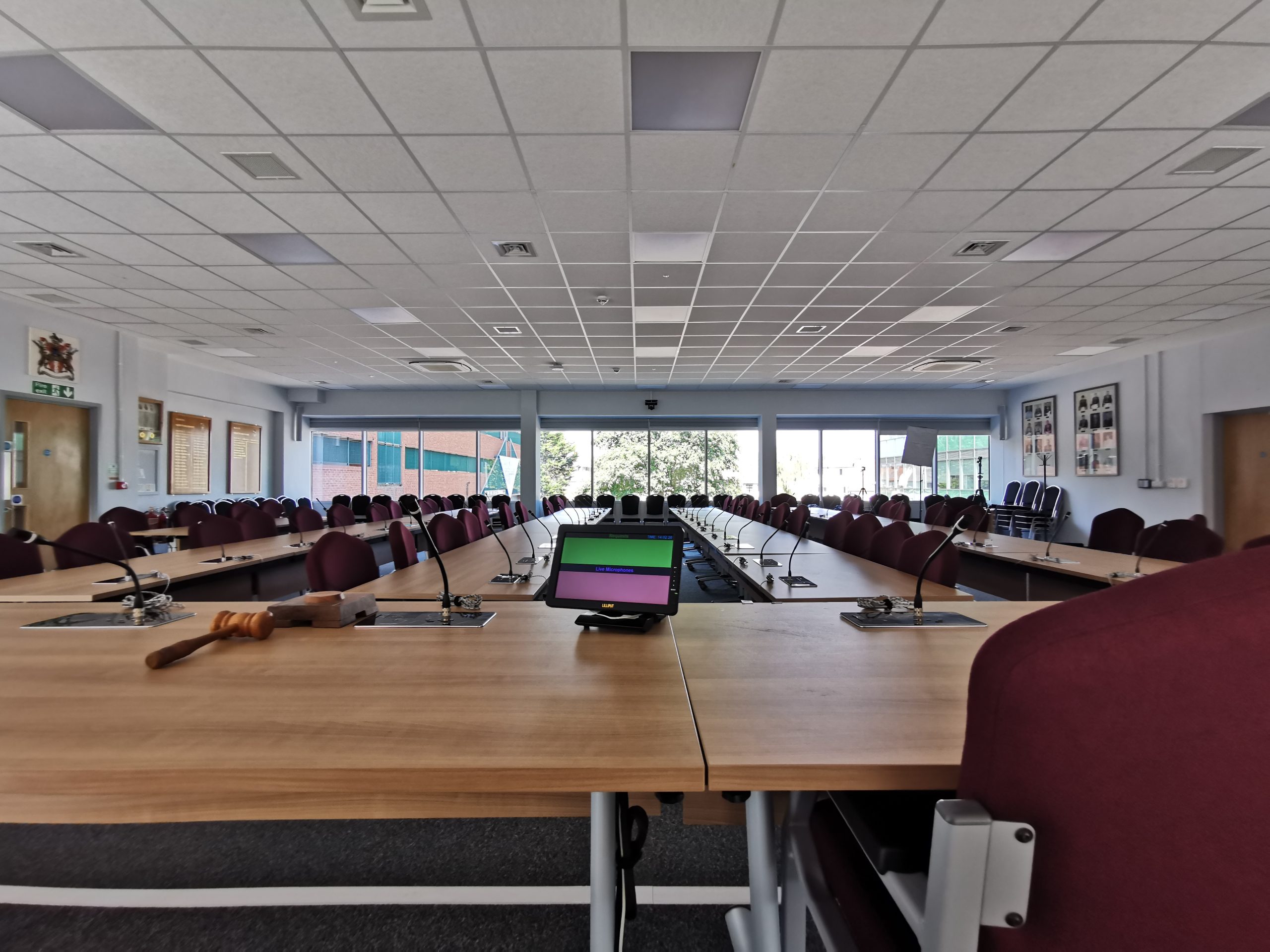 conference room fitted with a conference microphone system